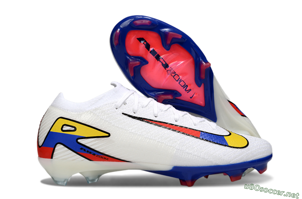 Unisex Nike Air Zoom Mercurial Vapor 16 Elite FG Football Boots - White/Yellow/Blue/Red 2