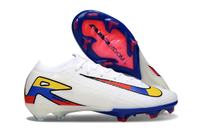 Unisex Nike Air Zoom Mercurial Vapor 16 Elite FG Football Boots - White/Yellow/Blue/Red