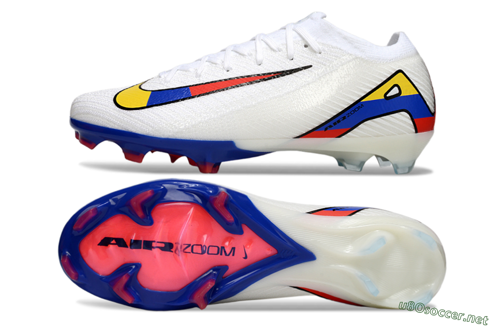 Unisex Nike Air Zoom Mercurial Vapor 16 Elite FG Football Boots - White/Yellow/Blue/Red 1