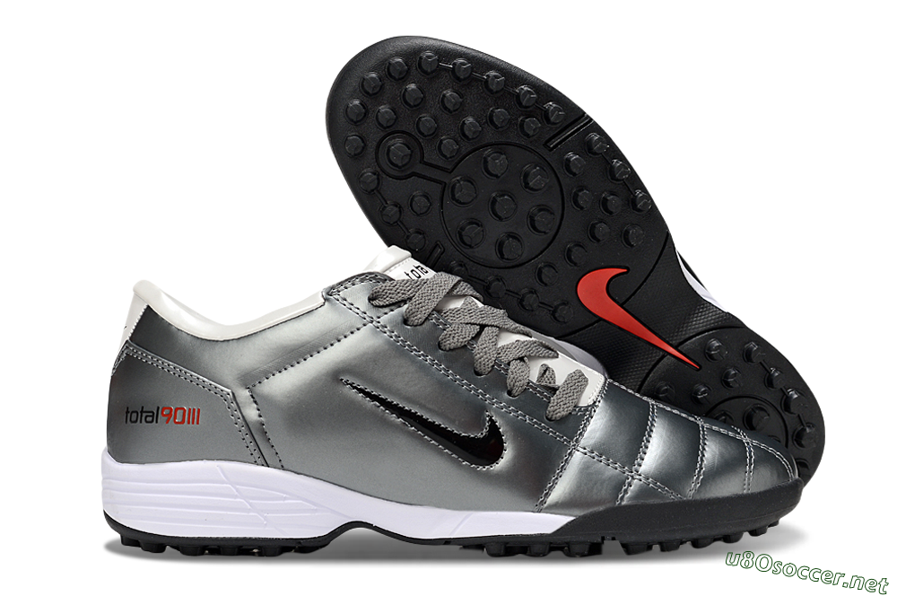 Unisex Nike Total 90 III TF Football Shoes - Silver/Black/White 2