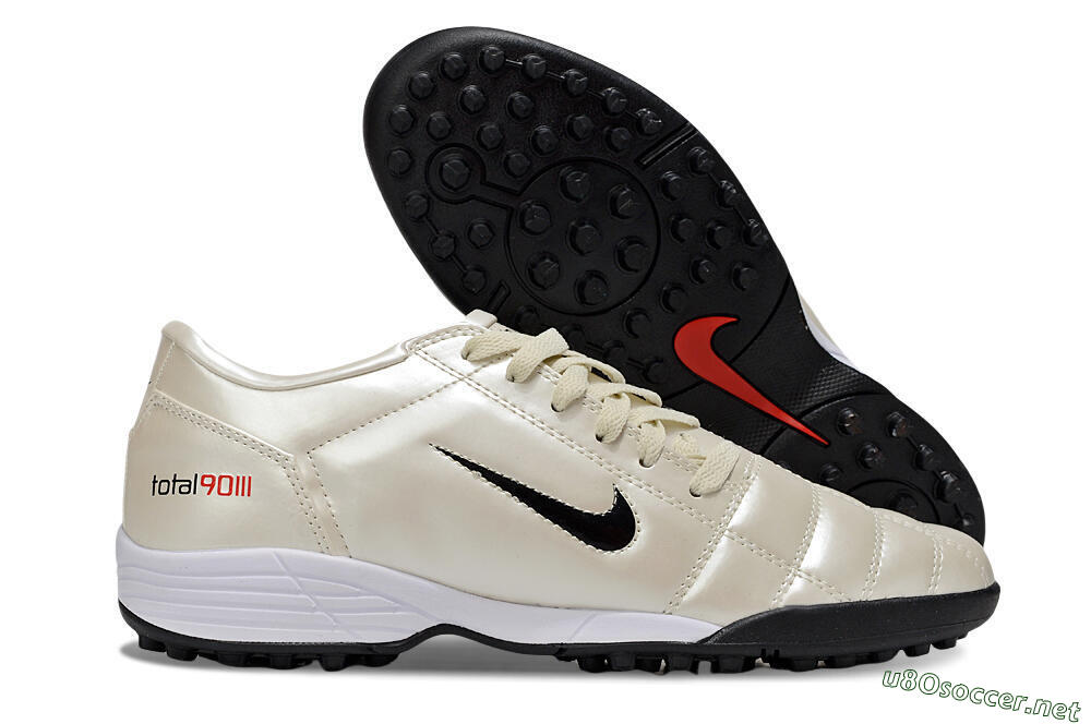 Unisex Nike Total 90 III TF Football Shoes - Beige/Black/White 2