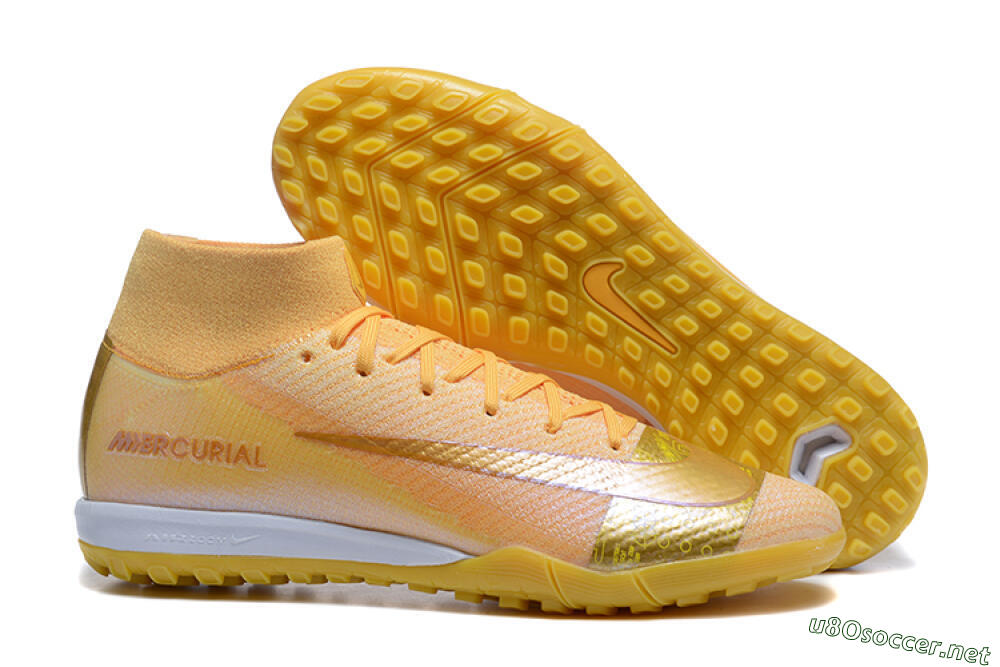 Men's Nike Air Zoom Mercurial Superfly 10 Elite TF Football Shoes - Yellow/Gold/White 2