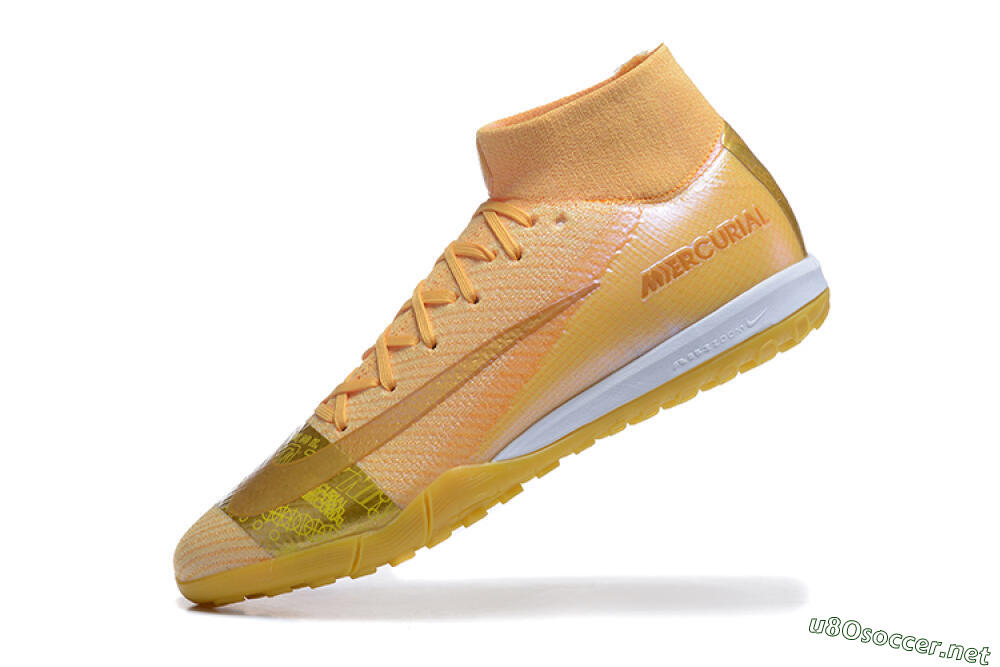 Men's Nike Air Zoom Mercurial Superfly 10 Elite TF Football Shoes - Yellow/Gold/White 8