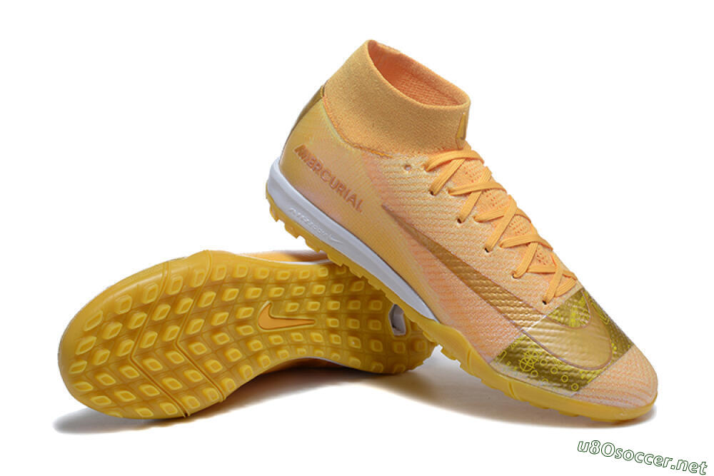 Men's Nike Air Zoom Mercurial Superfly 10 Elite TF Football Shoes - Yellow/Gold/White 4