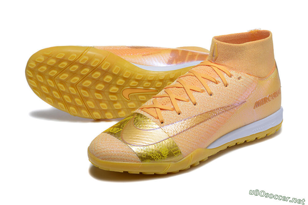 Men's Nike Air Zoom Mercurial Superfly 10 Elite TF Football Shoes - Yellow/Gold/White 3