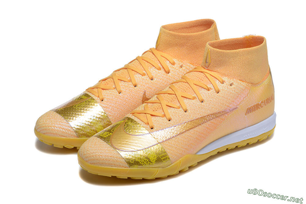 Men's Nike Air Zoom Mercurial Superfly 10 Elite TF Football Shoes - Yellow/Gold/White 5