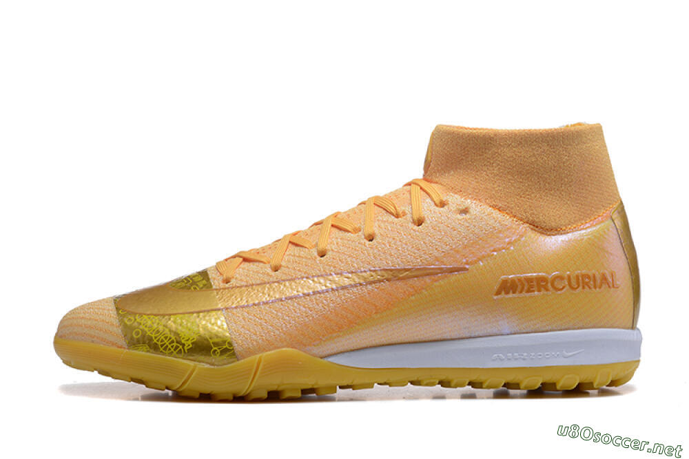 Men's Nike Air Zoom Mercurial Superfly 10 Elite TF Football Shoes - Yellow/Gold/White 0