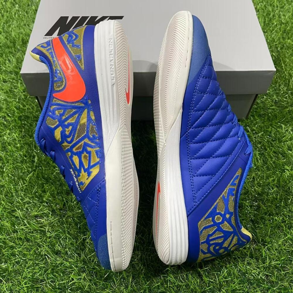 Men's Nike Lunar Gato 2 IC Football Shoes - Blue/Gold/Red