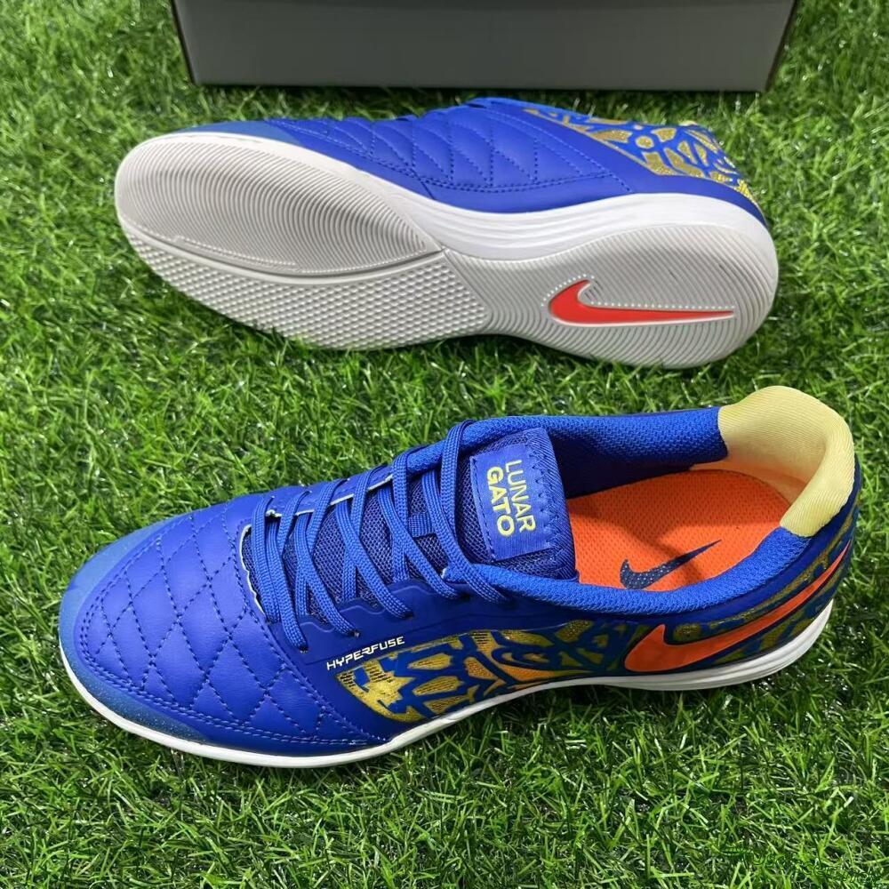 Men's Nike Lunar Gato 2 IC Football Shoes - Blue/Gold/Red