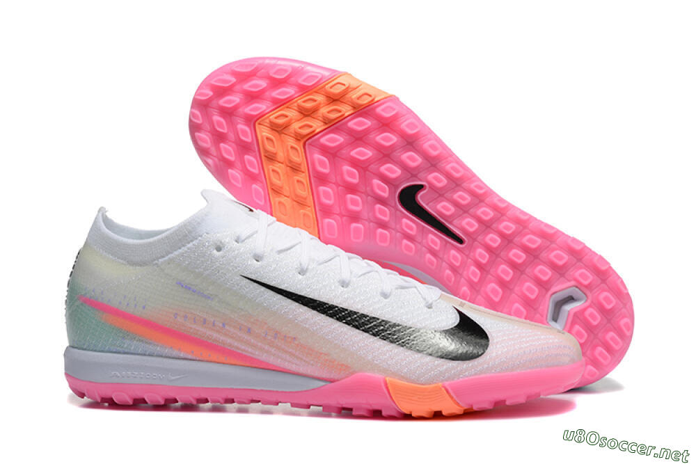 Men's Nike Air Zoom Mercurial Vapor 16 Elite TF Football Shoes - White/Black/Pink 2