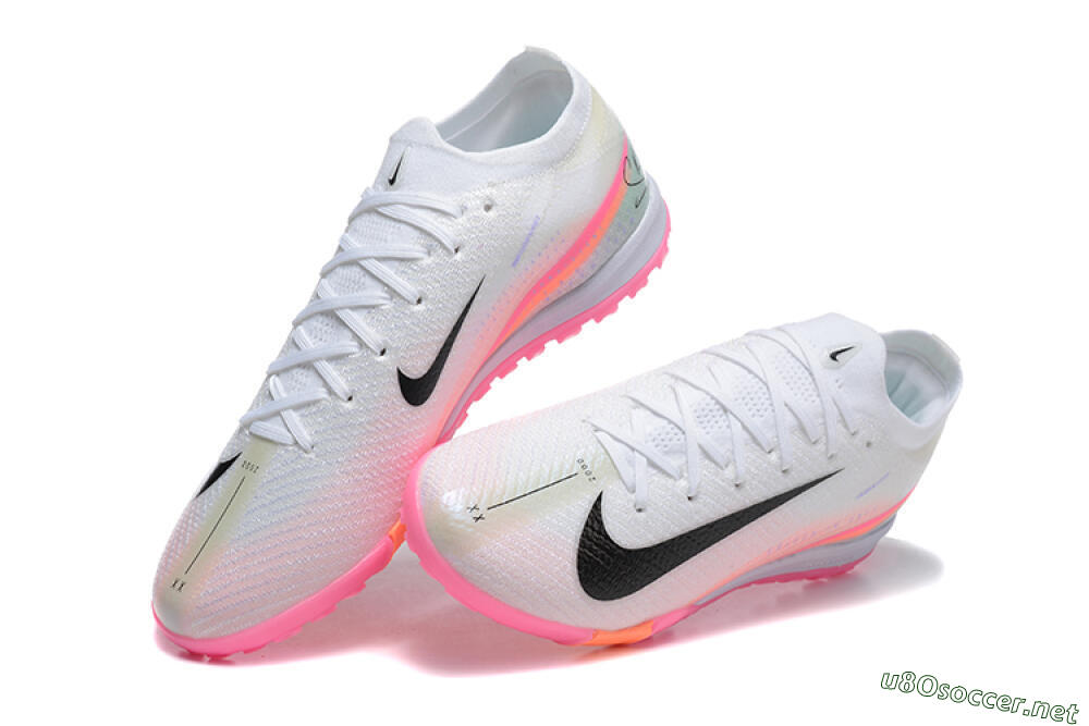 Men's Nike Air Zoom Mercurial Vapor 16 Elite TF Football Shoes - White/Black/Pink 6