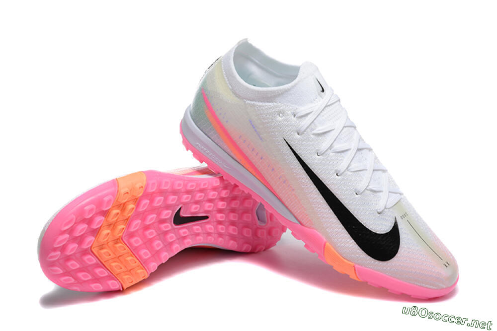 Men's Nike Air Zoom Mercurial Vapor 16 Elite TF Football Shoes - White/Black/Pink 4