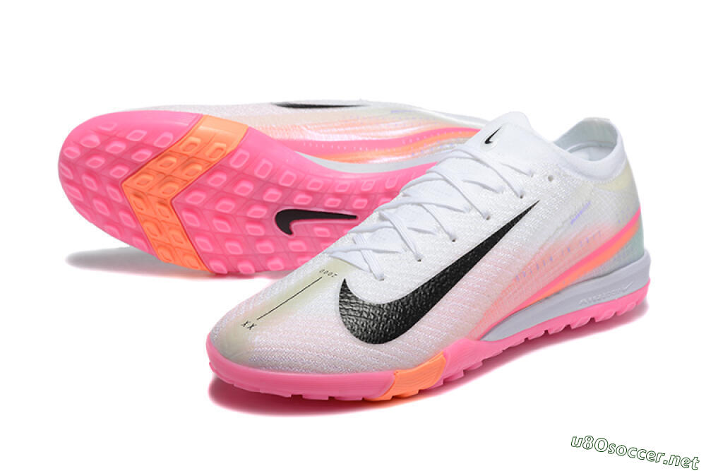 Men's Nike Air Zoom Mercurial Vapor 16 Elite TF Football Shoes - White/Black/Pink 3