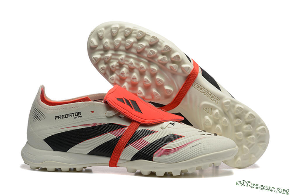 Men's Adidas Predator 25 Elite Foldover Tongue TF Football Shoes - Beige/Black/Red 2