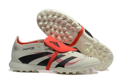 Men's Adidas Predator 25 Elite Foldover Tongue TF Football Shoes - Beige/Black/Red