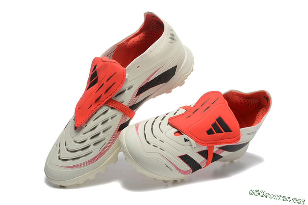 Men's Adidas Predator 25 Elite Foldover Tongue TF Football Shoes - Beige/Black/Red 6