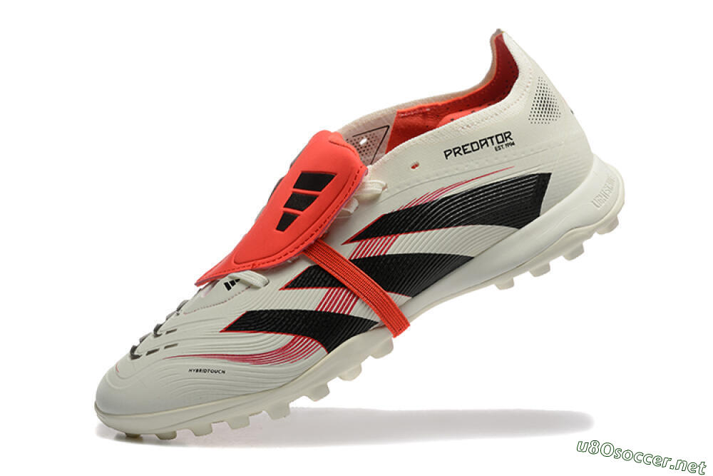 Men's Adidas Predator 25 Elite Foldover Tongue TF Football Shoes - Beige/Black/Red 8