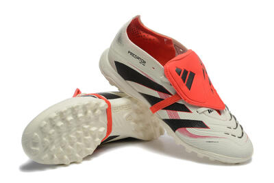 Men's Adidas Predator 25 Elite Foldover Tongue TF Football Shoes - Beige/Black/Red