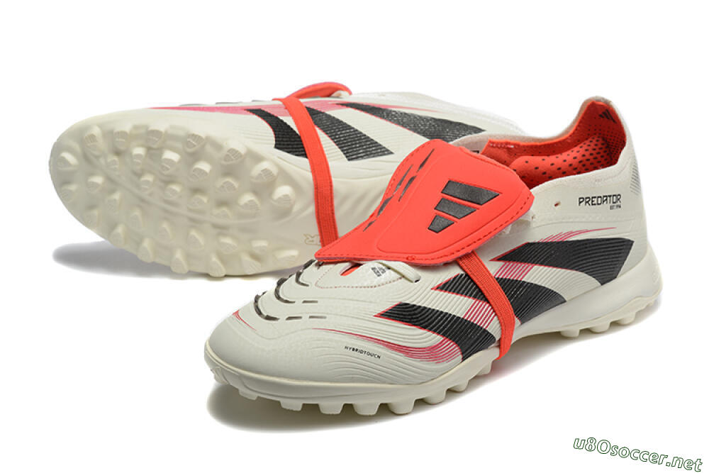 Men's Adidas Predator 25 Elite Foldover Tongue TF Football Shoes - Beige/Black/Red 3
