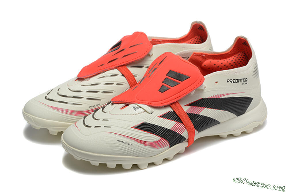Men's Adidas Predator 25 Elite Foldover Tongue TF Football Shoes - Beige/Black/Red 5