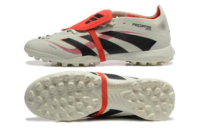 Men's Adidas Predator 25 Elite Foldover Tongue TF Football Shoes - Beige/Black/Red