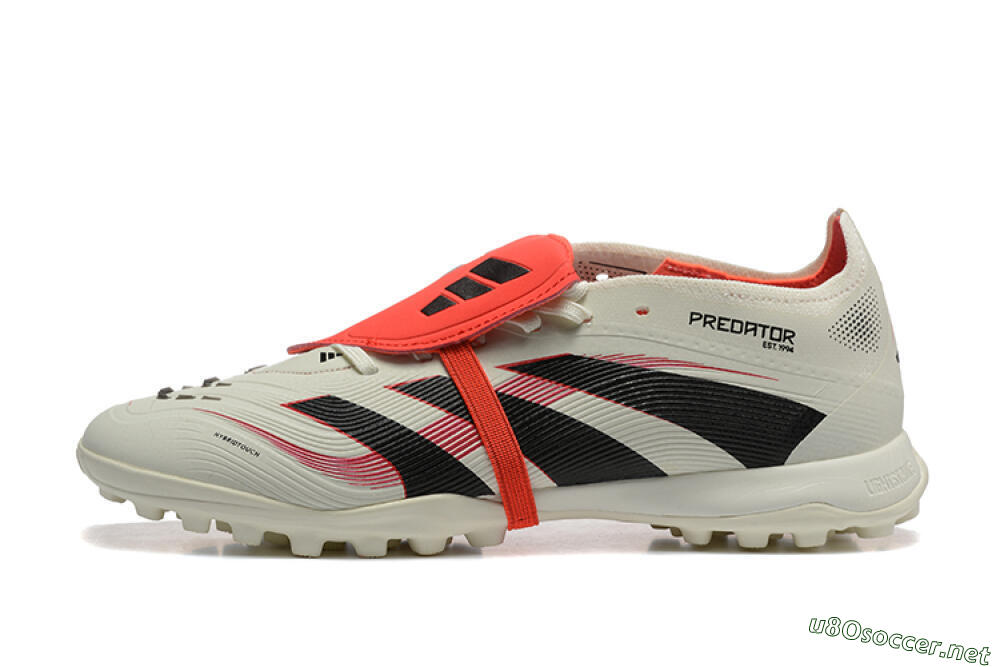 Men's Adidas Predator 25 Elite Foldover Tongue TF Football Shoes - Beige/Black/Red 0