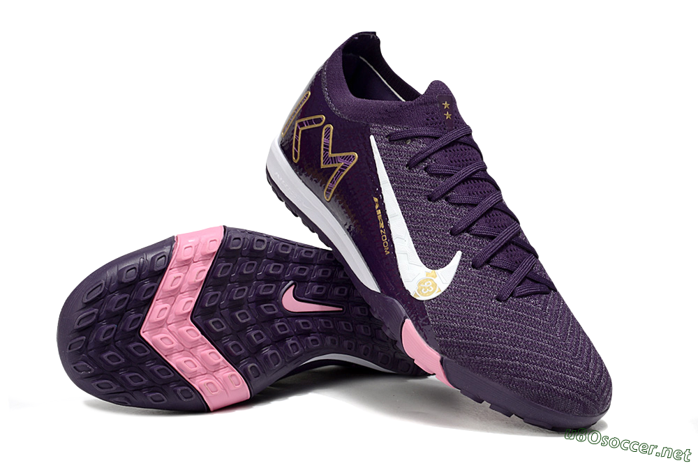 Men's Nike Air Zoom Mercurial Vapor 16 Elite TF Football Shoes - Purple/White/Gold 4