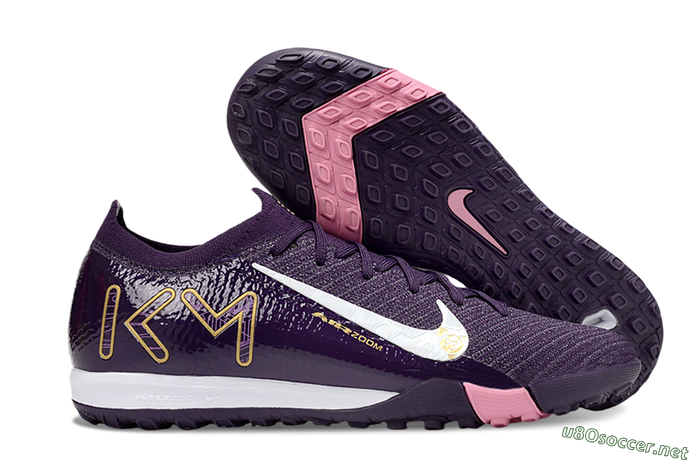 Men's Nike Air Zoom Mercurial Vapor 16 Elite TF Football Shoes - Purple/White/Gold 2