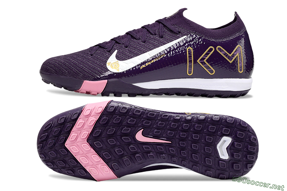 Men's Nike Air Zoom Mercurial Vapor 16 Elite TF Football Shoes - Purple/White/Gold 1