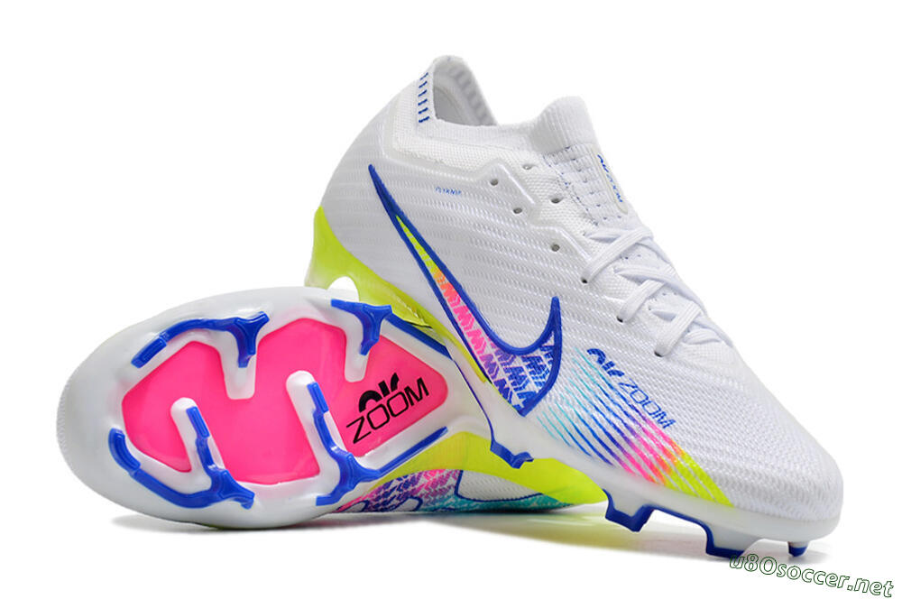 Men's Nike Air Zoom Mercurial Vapor 15 Elite FG Football Boots - White/Blue/Pink/Yellow 1