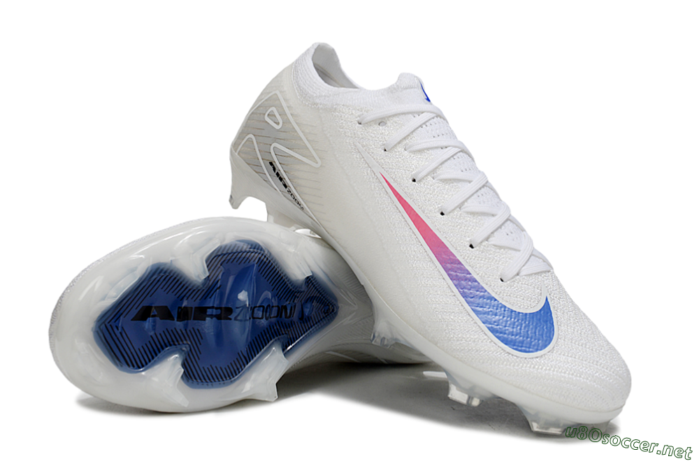 Unisex Nike Air Zoom Mercurial Vapor 16 Elite FG Football Boots - White/Blue/Pink 4