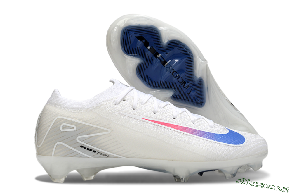 Unisex Nike Air Zoom Mercurial Vapor 16 Elite FG Football Boots - White/Blue/Pink 2