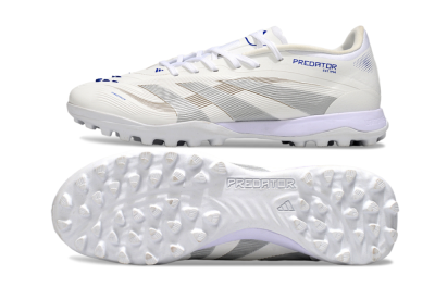 Men's Adidas Predator 25 Elite TF Football Shoes - Beige/Silver/White