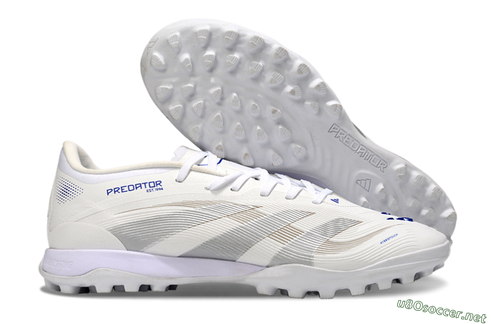 Men's Adidas Predator 25 Elite TF Football Shoes - Beige/Silver/White 2