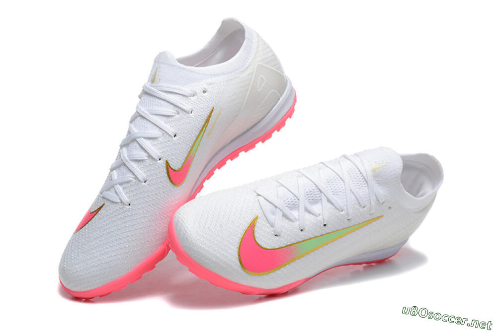 Men's Nike Air Zoom Mercurial Vapor 16 Elite TF Football Shoes - White/Pink/Gold 6