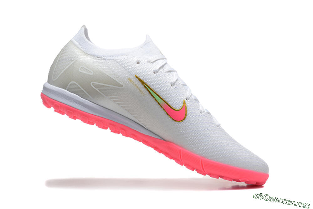 Men's Nike Air Zoom Mercurial Vapor 16 Elite TF Football Shoes - White/Pink/Gold 7