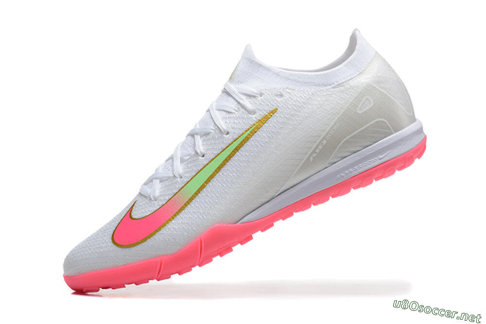 Men's Nike Air Zoom Mercurial Vapor 16 Elite TF Football Shoes - White/Pink/Gold 8