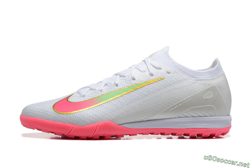 Men's Nike Air Zoom Mercurial Vapor 16 Elite TF Football Shoes - White/Pink/Gold 0