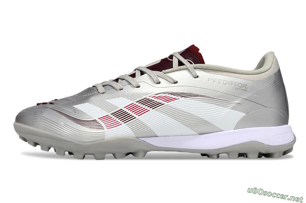Men's Adidas Predator 25 Elite TF Football Shoes - Silver/Red/White 0