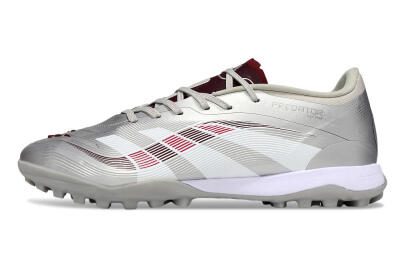 Men's Adidas Predator 25 Elite TF Football Shoes - Silver/Red/White