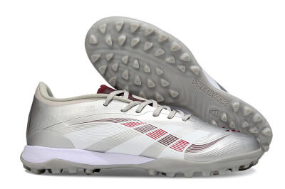Men's Adidas Predator 25 Elite TF Football Shoes - Silver/Red/White
