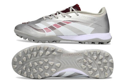 Men's Adidas Predator 25 Elite TF Football Shoes - Silver/Red/White