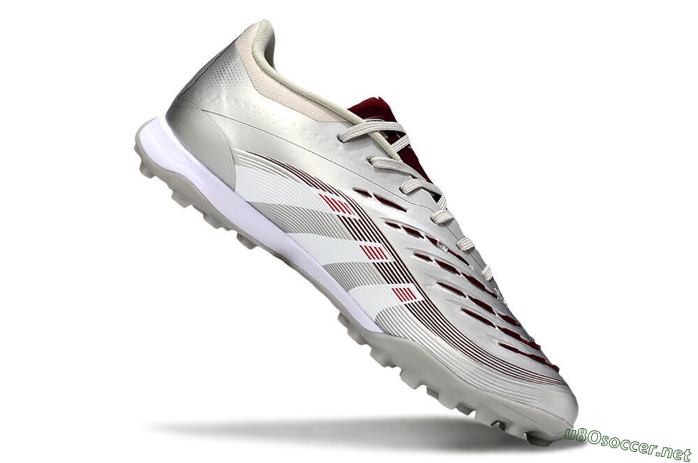 Men's Adidas Predator 25 Elite TF Football Shoes - Silver/Red/White 4