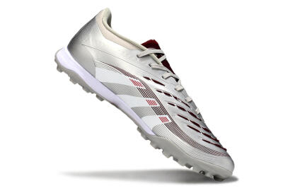 Men's Adidas Predator 25 Elite TF Football Shoes - Silver/Red/White