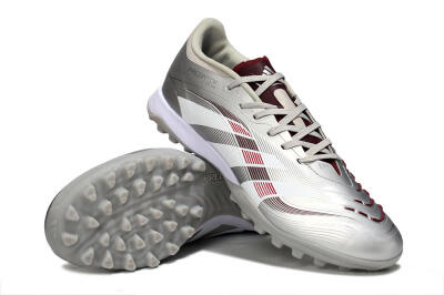 Men's Adidas Predator 25 Elite TF Football Shoes - Silver/Red/White