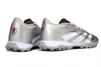 Men's Adidas Predator 25 Elite TF Football Shoes - Silver/Red/White