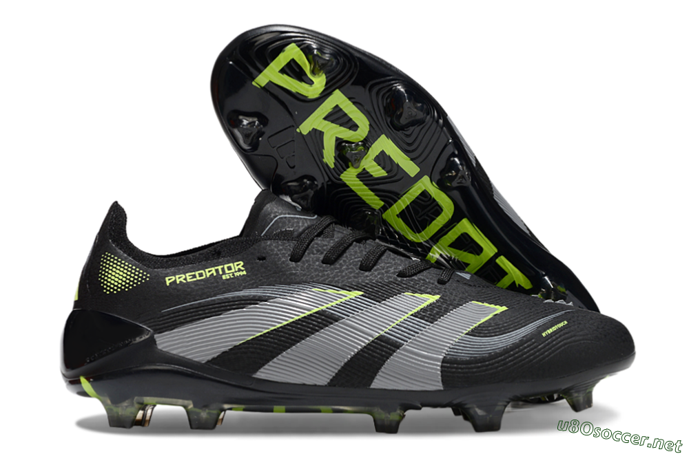Unisex Adidas Predator 25 Elite FG Football Boots - Black/Silver/Yellow 2