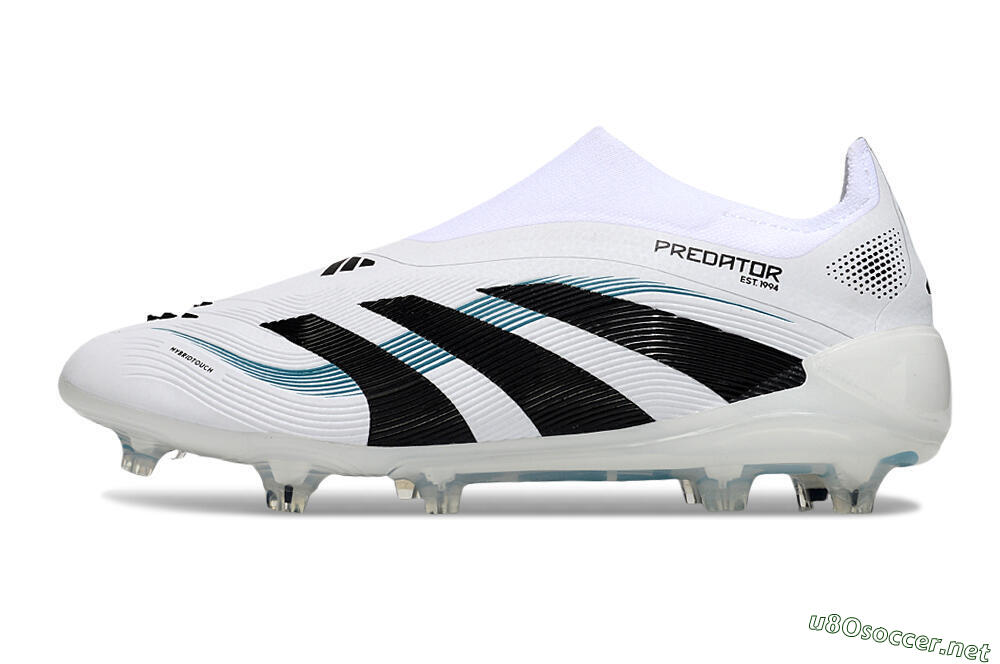 Unisex Adidas Predator 25 Elite Laceless FG Football Boots - White/Black/Blue 0