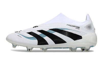 Unisex Adidas Predator 25 Elite Laceless FG Football Boots - White/Black/Blue