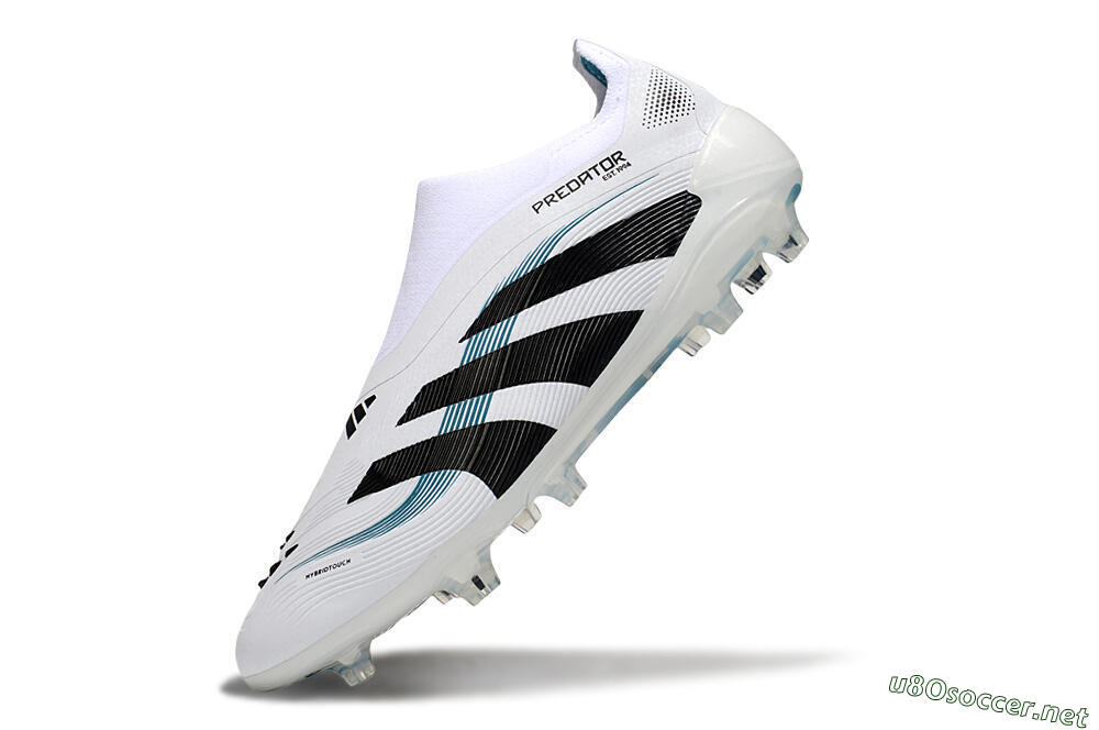 Unisex Adidas Predator 25 Elite Laceless FG Football Boots - White/Black/Blue 5